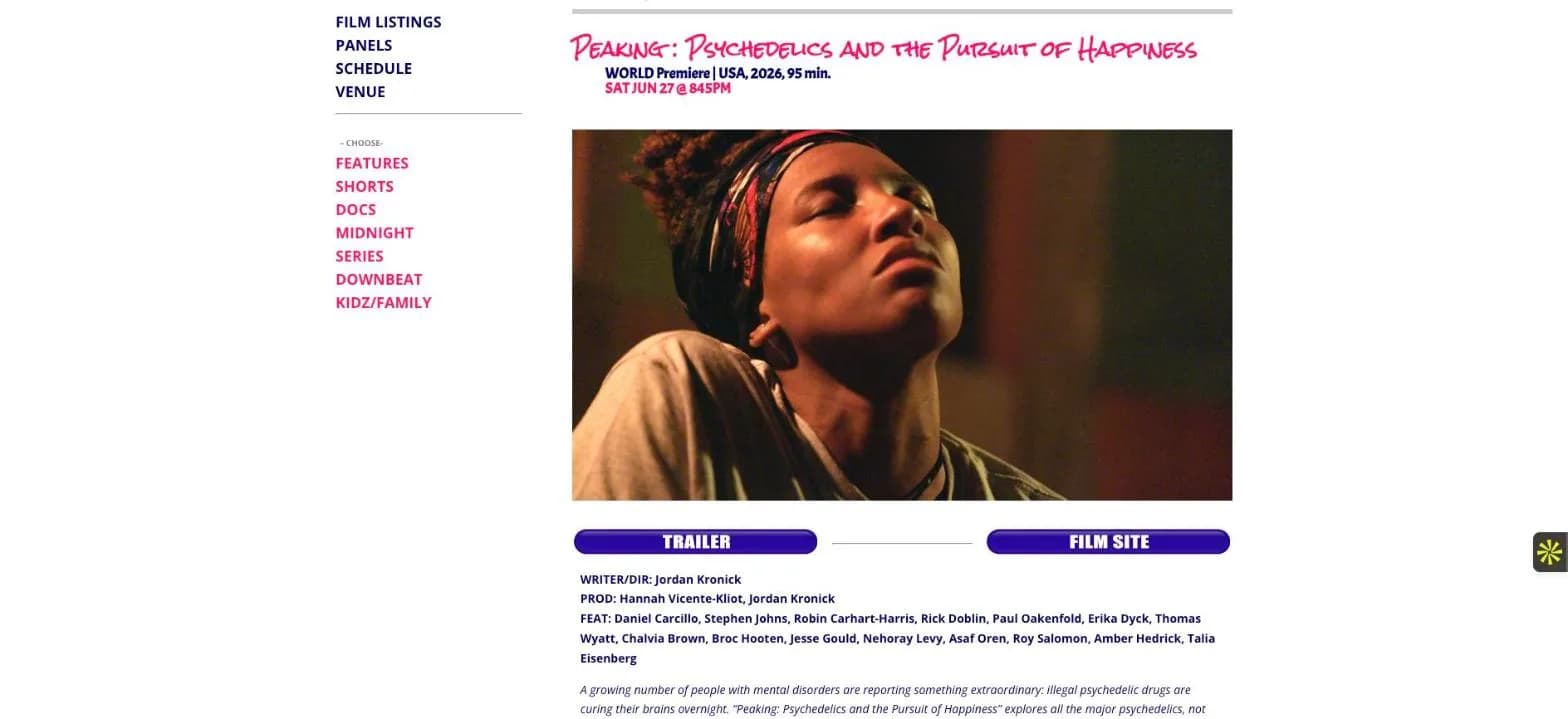 Peaking: Psychedelics and the Pursuit of Happiness Banner